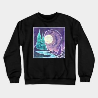Moon Tree city in Batik Style Crewneck Sweatshirt